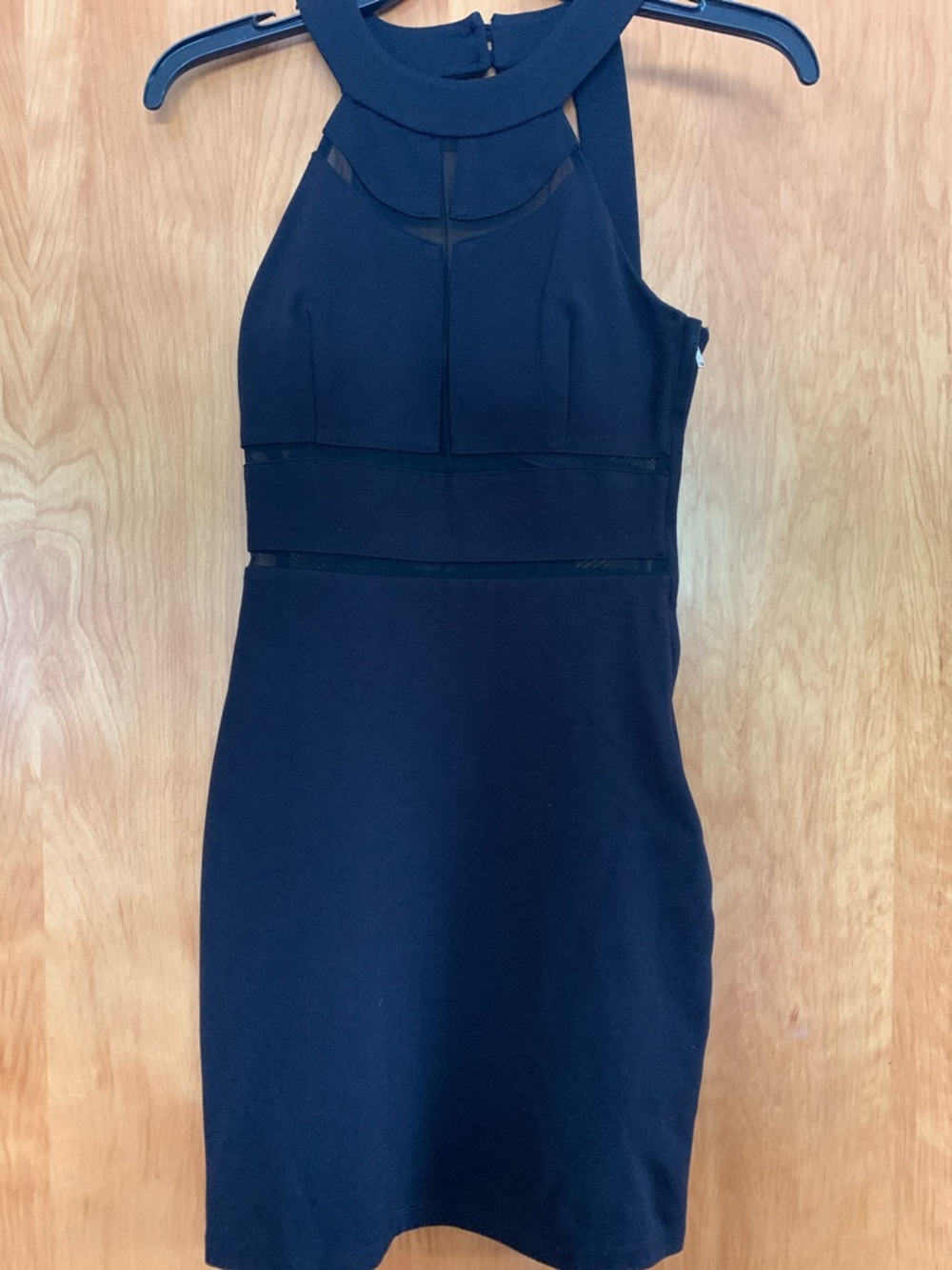 Guess Black Halter Bodycon Dress w/ mesh insets sexy LBD for a hot-girl summer!